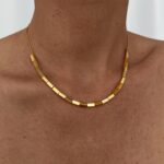 Çelik Minimal Domino Tasarım Gold Kolye