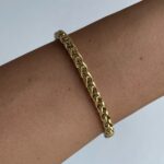 Çelik Kalın Burgu Tasarım Gold Bileklik 4mm