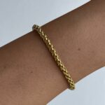 Çelik İnce Burgu Tasarım Gold Bileklik 3mm