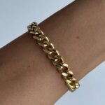 Çelik Kalın Gurmet Tasarım Gold Bileklik 7mm