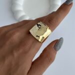 Özel Seri Geometrik Desen Ayarlanabilir Gold Yüzük
