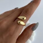 Özel Seri Küçük Damla Tasarım Ayarlanabilir Gold Yüzük
