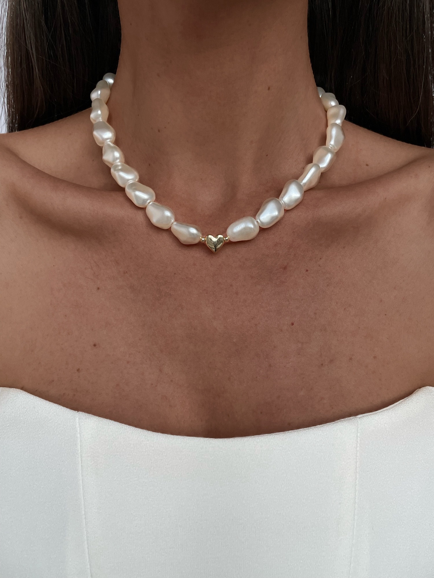 img_9261 Özel Seri Gold Kalp Detay İnci Kolye