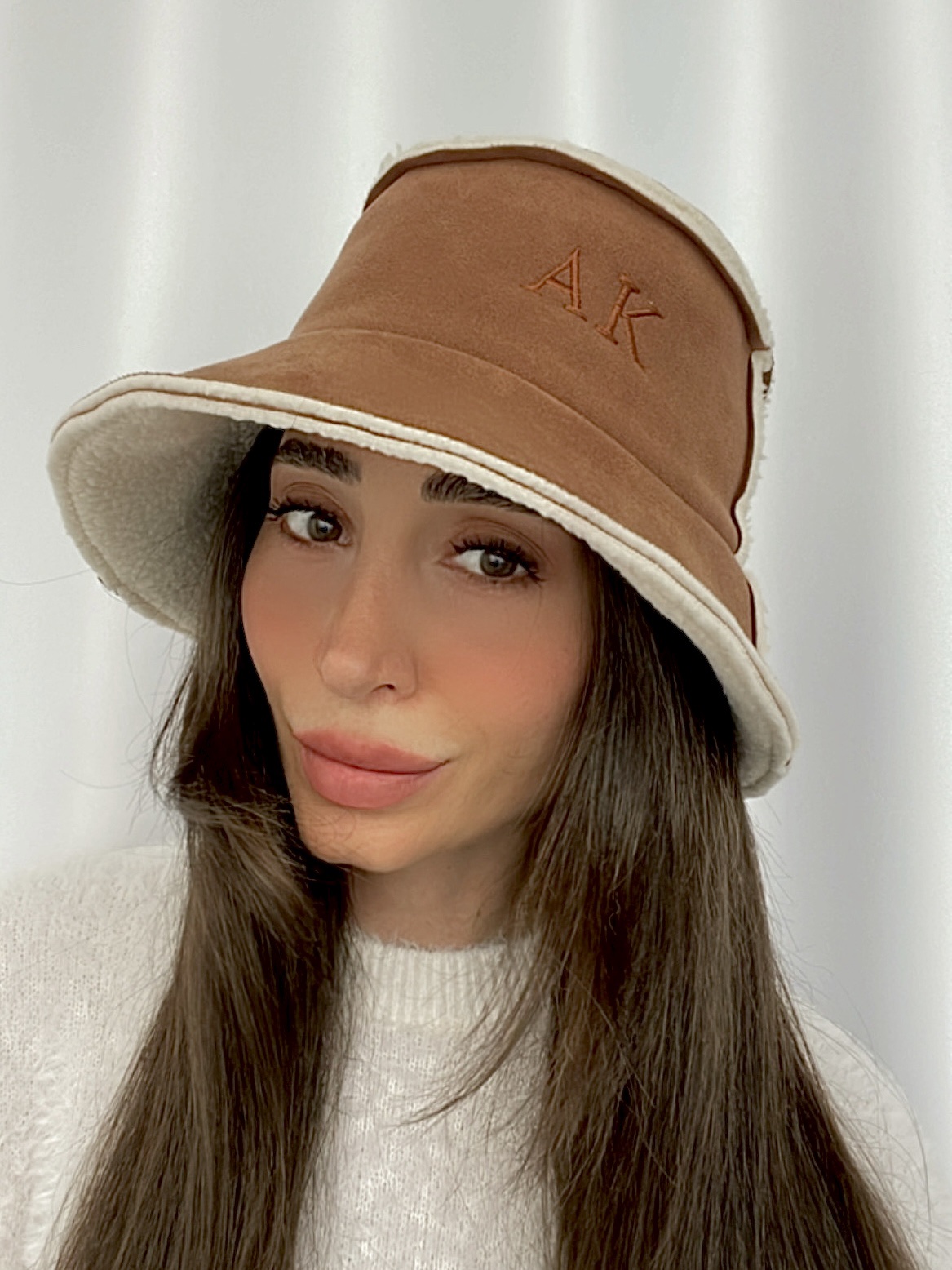 01fd8758-96e3-4f68-873a-9502d550a46b Kişiye Özel Kiremit Rengi İçi Kürklü Bucket Şapka