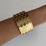 Özel Seri Balık Sırtı Desen Kalın Gold Kelepçe Bileklik