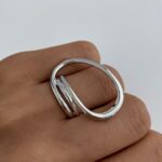 Özel Seri Geometrik Desen Ayarlanabilir Gümüş Yüzük