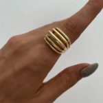 Özel Seri Geometrik Desen Ayarlanabilir Gold Yüzük