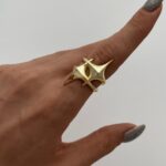 Özel Seri Yıldız Desen Ayarlanabilir Gold Yüzük