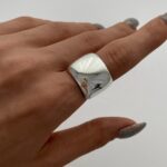 Özel Seri Geometrik Desen Ayarlanabilir Gümüş Yüzük