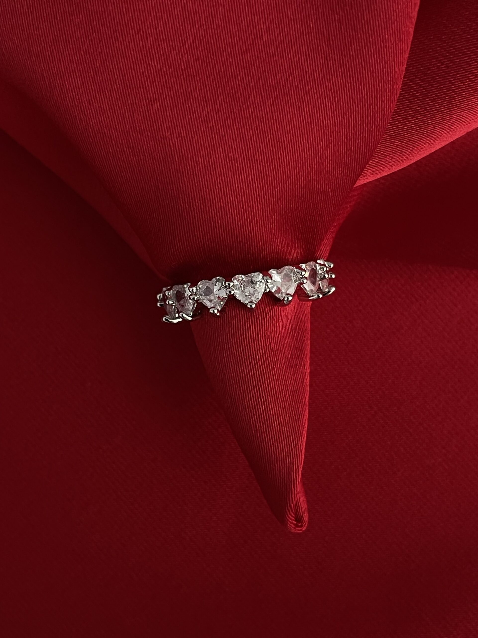 img_7276 Glam Serisi - Zirkon Taşlı Mini Kalp Tasarım Gümüş Ayarlanabilir Yüzük