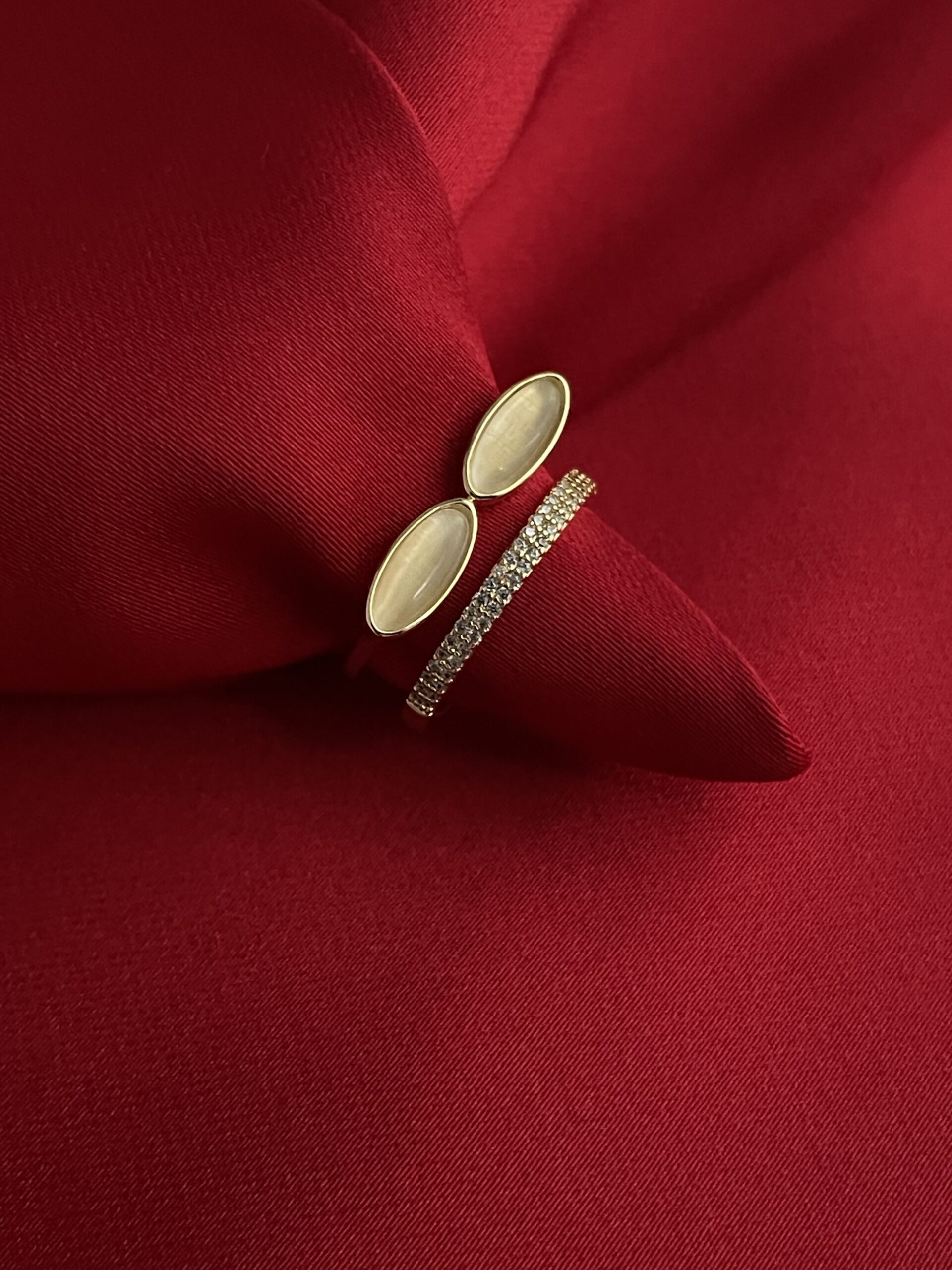 img_7389 Glam Serisi – Zirkon Taşlı Sedefli Gold Ayarlanabilir Yüzük