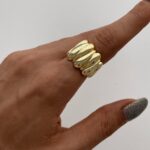 Özel Seri Geometrik Desen Ayarlanabilir Gold Yüzük