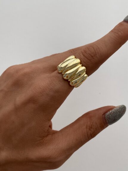 Özel Seri Geometrik Desen Ayarlanabilir Gold Yüzük