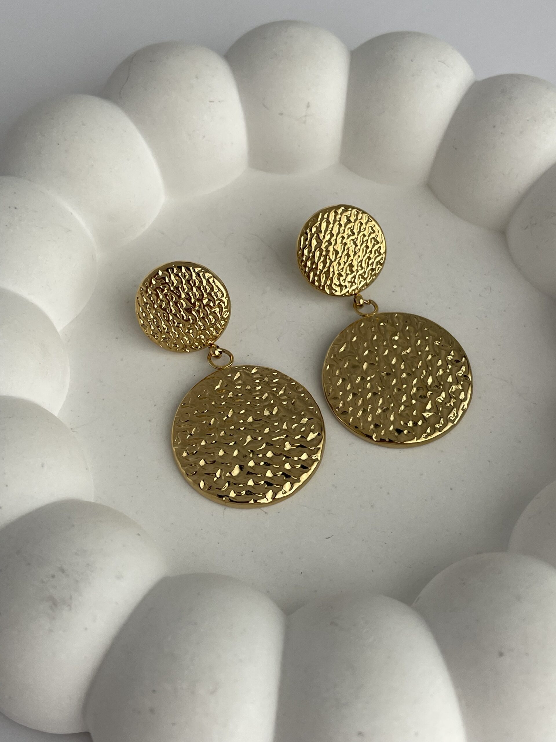 img_7581 Çelik İkili Yuvarlak Gold Sallantılı Küpe