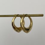 Çelik Oval Tasarım Gold Halka Küpe