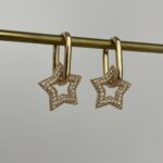Özel Seri Zirkon Taşlı Yıldız Tasarım Gold Küpe