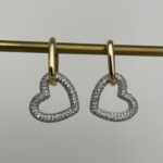 Özel Seri Zirkon Taşlı Gold & Gümüş Kalp Tasarım Küpe