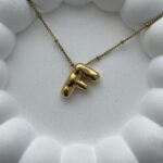 Çelik Gold F Harf Bubble Kolye