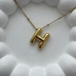 Çelik Gold H Harf Bubble Kolye