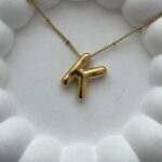 Çelik Gold K Harf Bubble Kolye