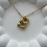 Çelik Gold B Harf Bubble Kolye