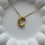 Çelik Gold C Harf Bubble Kolye