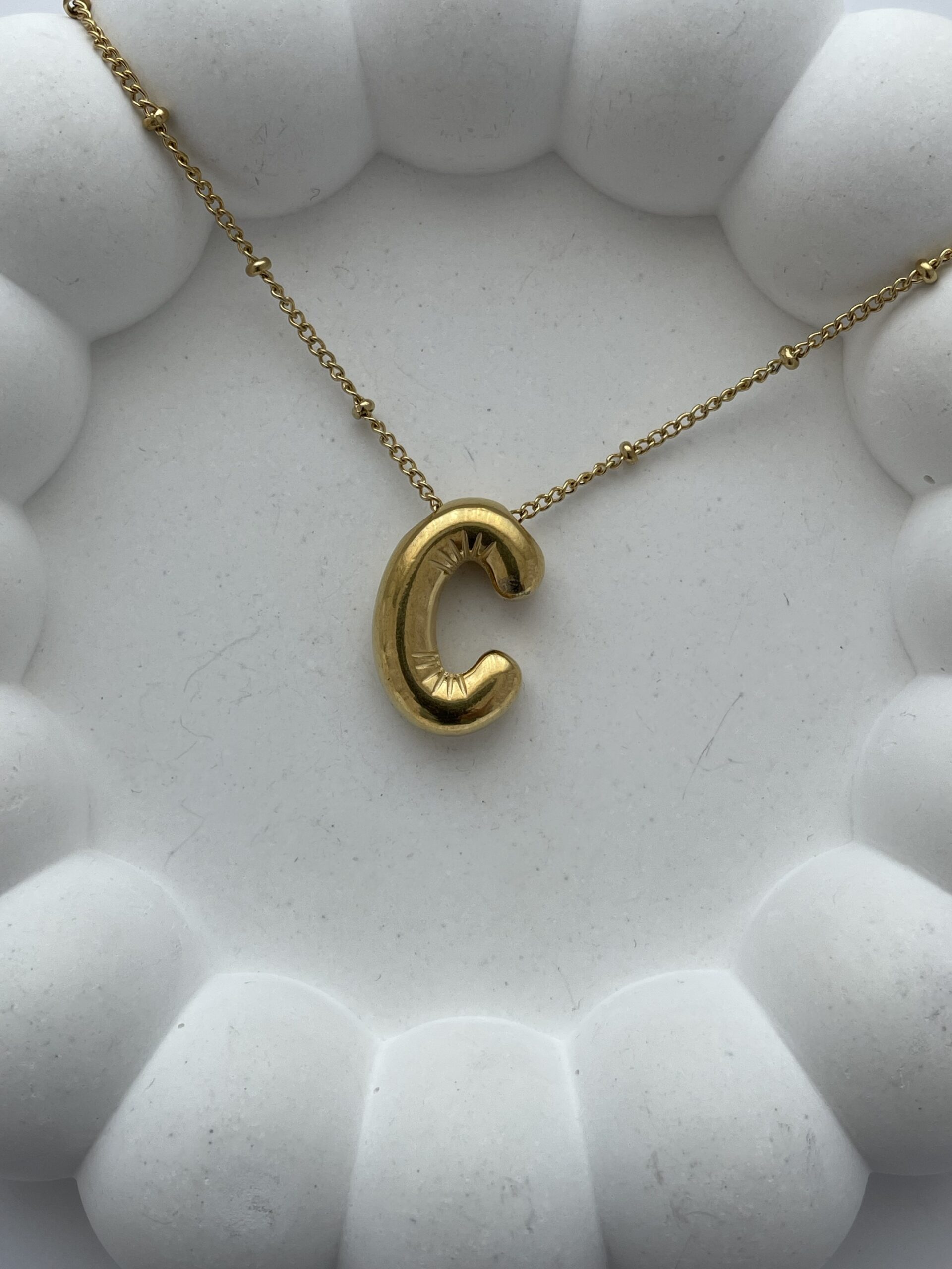 img_8506 Çelik Gold C Harf Bubble Kolye