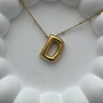 Çelik Gold D Harf Bubble Kolye