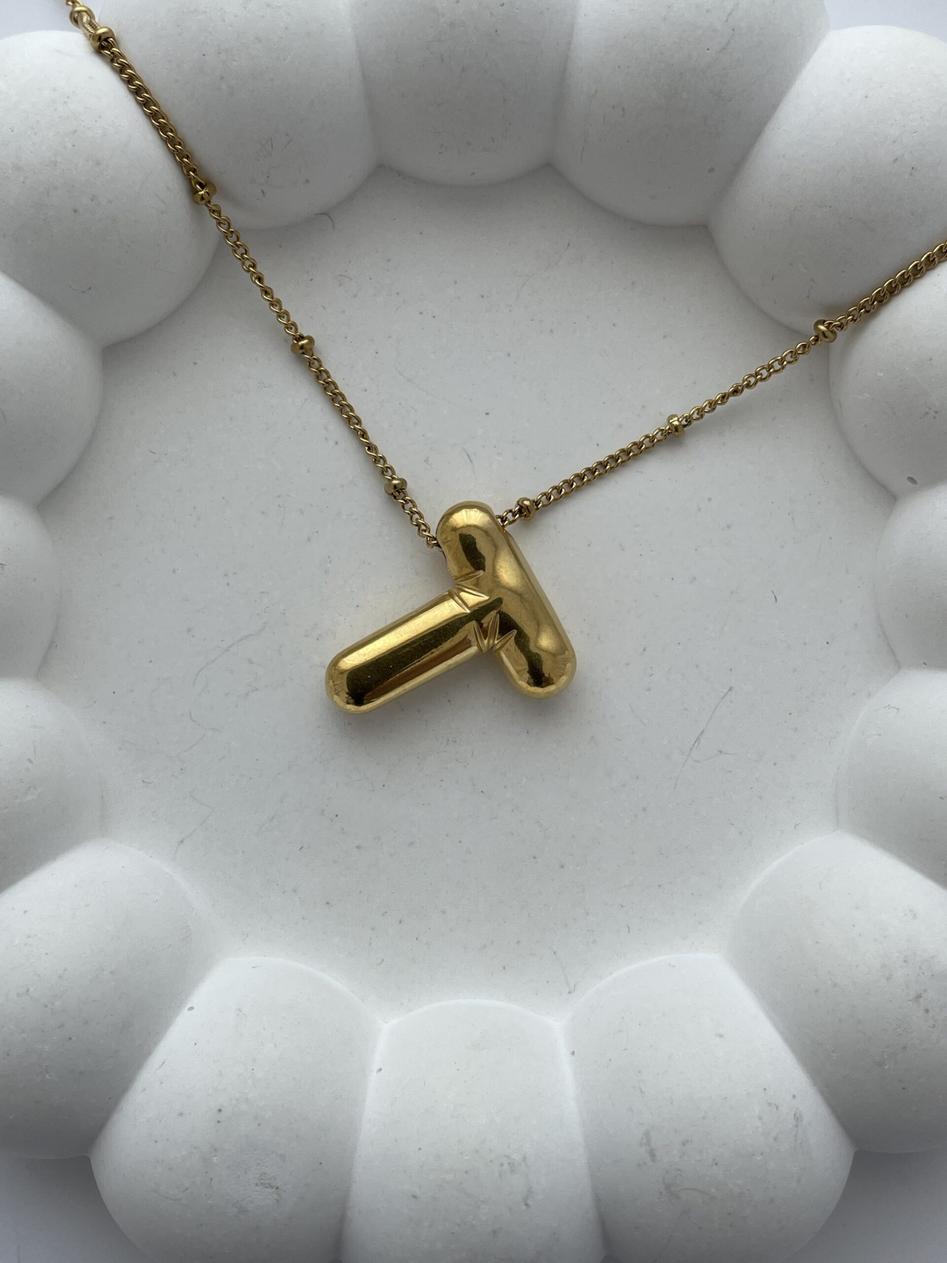 img_8519 Çelik Gold T Harf Bubble Kolye