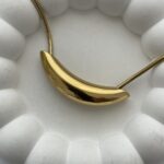 Çelik Geometrik Desen Gold Kolye