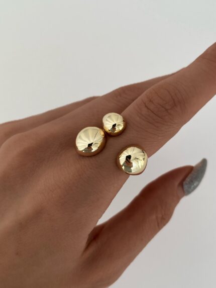 Özel Seri Geometrik Desen Ayarlanabilir Gold Yüzük