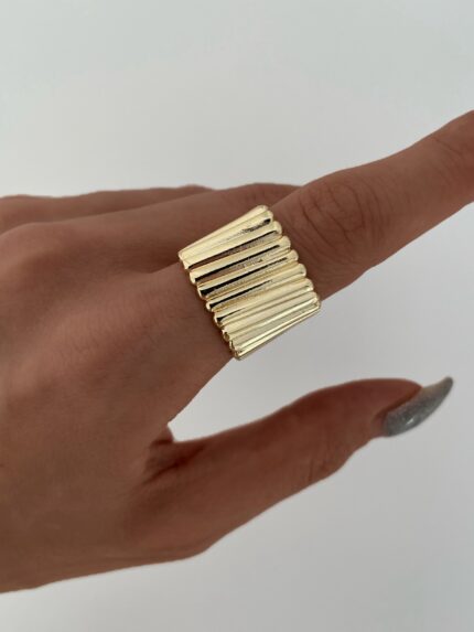 Özel Seri Geometrik Desen Ayarlanabilir Gold Yüzük