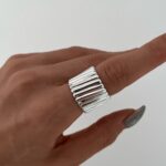 Özel Seri Geometrik Desen Ayarlanabilir Gümüş Yüzük