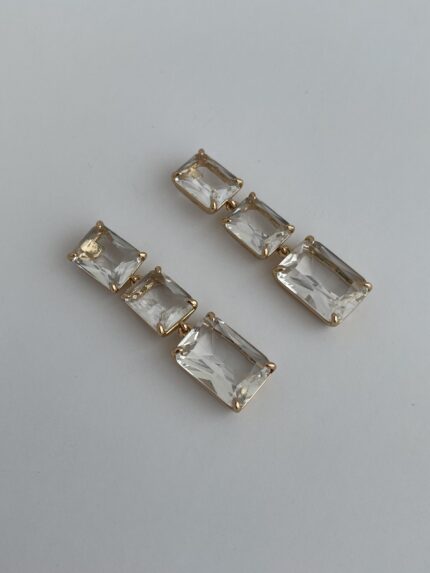 Xuping Üçlü Büyük Baget Taşlı Küpe