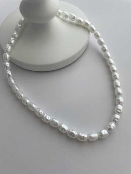 LP Özel Üretim Fasulye Beyaz İnci Kolye