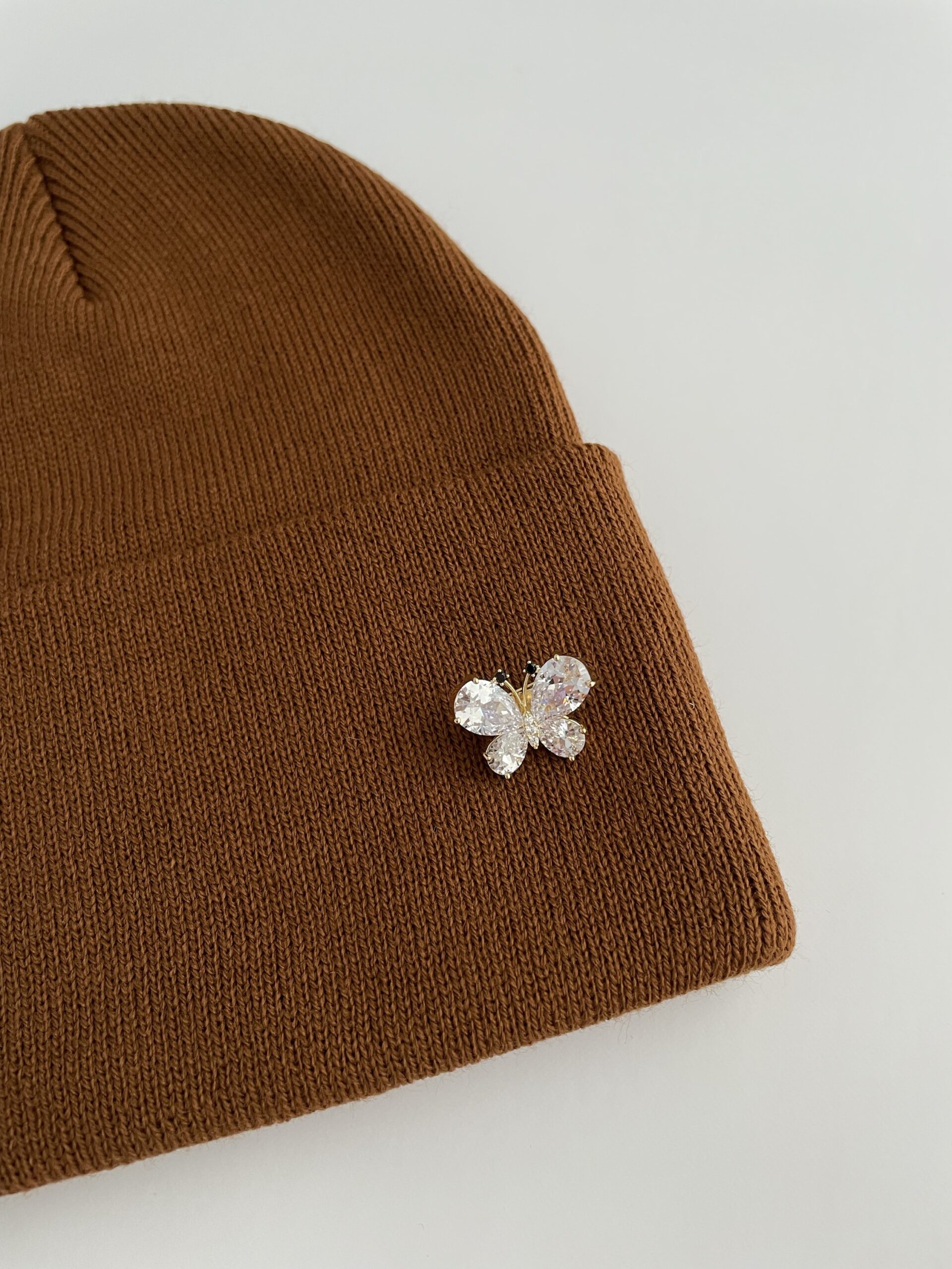 img_0708 Kelebek Desen Broşlu Kiremit Rengi Bere