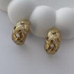 Çelik Örgü Desen Gold Küpe