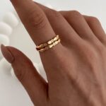 Özel Seri Çift Sıra Balık Tasarım Gold Ayarlanabilir Yüzük
