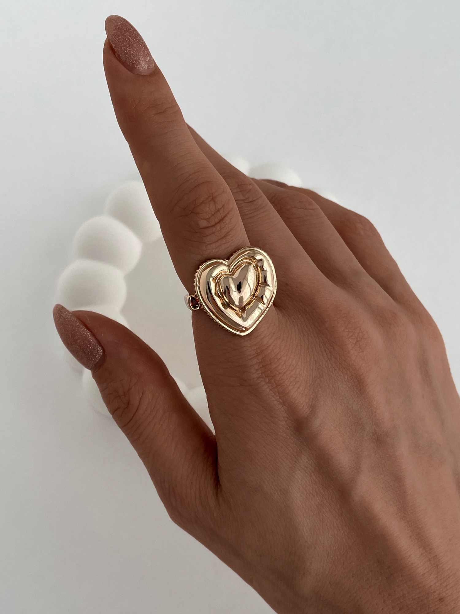 img_1817 Özel Seri Büyük Kalp Tasarım Gold Ayarlanabilir Yüzük