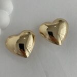 Özel Seri Kalp Tasarım Gold Büyük Bubble Küpe 3.5cm
