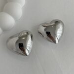 Özel Seri Kalp Tasarım Gümüş Büyük Bubble Küpe 3.5cm