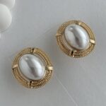 Özel Seri İnci Detay Büyük Gold Küpe 3.5cm