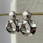 Özel Seri Asimetrik Desen Büyük Gümüş Küpe 4.5cm