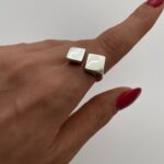 Özel Seri Geometrik Desen Ayarlanabilir Gümüş Yüzük