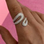 In Love Seri Zirkon Taşlı Geometrik Desen Gümüş Ayarlanabilir Yüzük