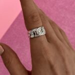 In Love Seri Baget Taşlı Örgü Model Gümüş Ayarlanabilir Yüzük