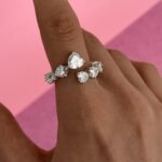In Love Seri Zirkon Taşlı Kalp Tasarım Gümüş Ayarlanabilir Yüzük