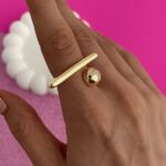 In Love Seri Geometrik Desen Gold Ayarlanabilir Yüzük