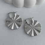 Özel Seri Geometrik Desen Büyük Gümüş Küpe