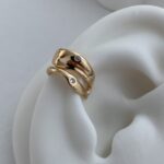 Özel Seri Zirkon Taşlı Asimetrik Desen Gold Earcuff